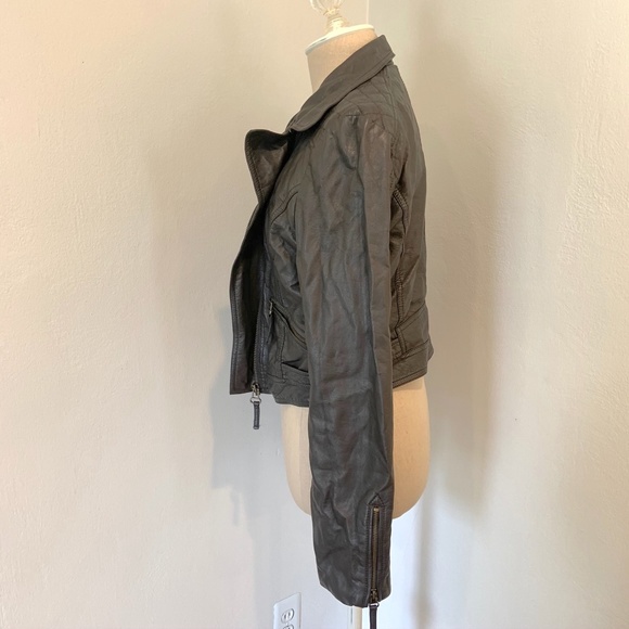 NWOT Charcoal Grey Leather Jacket - Picture 2 of 12